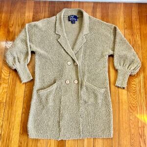 Vintage Monto Par Le Chois Bouclé Knit Cardigan Chunky Knit Puff Sleeve Coat Med
